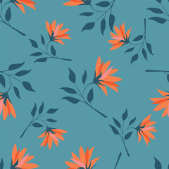 Vector abstract seamless simple floral pattern. Flower pattern. Spring pattern. Pattern for textiles or for cover. Wallpaper. Hand drawn.