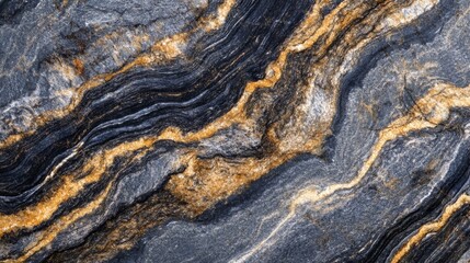 Naklejka premium Abstract Swirling Pattern of Gray, Black, and Gold Stone