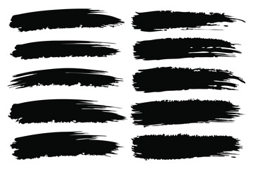 Set of vector Black Paint Brush Strokes vector isolated on white background