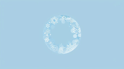 Blue background with a ball with snowflakes inside
