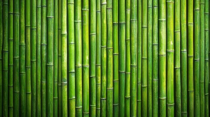 Fototapeta premium A Close-Up View of a Wall Constructed of Lush Green Bamboo Stalks