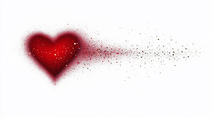 Fototapeta premium Red heart with glitter trail on white background, love in motion 