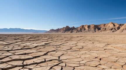A barren landscape featuring cracked,