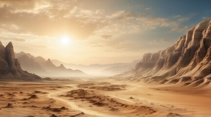 Naklejka premium A barren landscape featuring cracked,