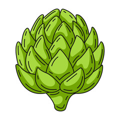 Artichoke, colorful linear icon. Farm seasonal vegetable, vector outline green veggies, color illustration. Healthy nutrition, organic food, natural product. Symbol for sticker, logo, print
