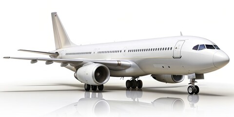 Fototapeta premium Blank heavy airplane isolated on white background tilted angle, airborne,blank, jet, aerial, aircraft, airship, heavy airplane, transportation, isolated, flying, airplane wing, travel