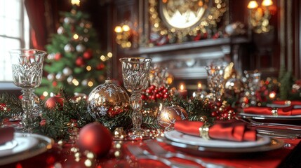 Family Celebrating Christmas with a Delicious Meal
