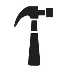 Hammer silhouette, minimalistic design, black and white, vector art, isolated icon, simple illustration, construction tool