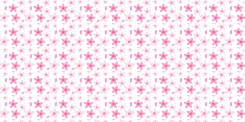 Seamless Floral Pattern with Pink Blossom Petals on White Background, Delicate Flower Petals Vector Design for Fabric, Wallpaper, and Stationery