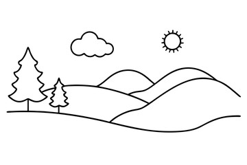 Nature Landscape Silhouette | vector silhouette illustration on white background