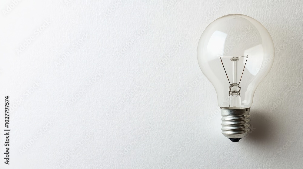Fototapete creative lightbulb with a fresh white background and ample room for text placement