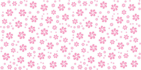 Seamless Floral Pattern with Pink Blossom Petals on White Background, Delicate Flower Petals Vector Design for Fabric, Wallpaper, and Stationery