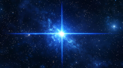 Bright Star in a Starry Night Sky   Space Background