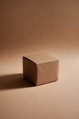 Simple Brown Cardboard Box on Brown Background.