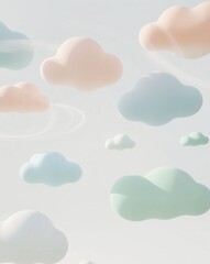 Simple pastel clouds flat design top view sky animation colored pastel.