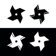 Meat grinder knife icon. Symbol of chopping, mincing or ground meat. Cutting knife with 4 blades. Ninja sprocket, throwing weapon. Part of a mechanical or electromechanical tool for chopping food.