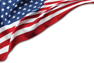 American flag on white