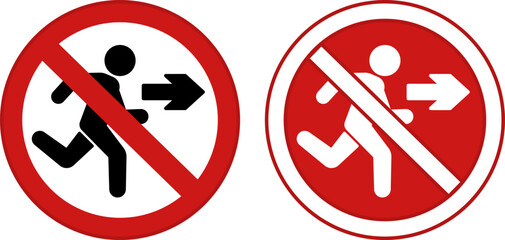 Red Signs No Exit. Vector icon. Prohibitory Evacuation Sign. No Emergency Exit. The sign is placed in a prominent place near the Attic or Basement