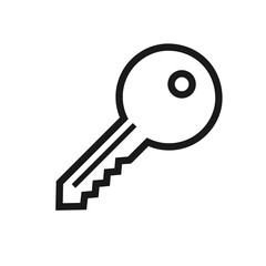 Key - line icon with editable stroke. Simple outline symbol. Vector illustration