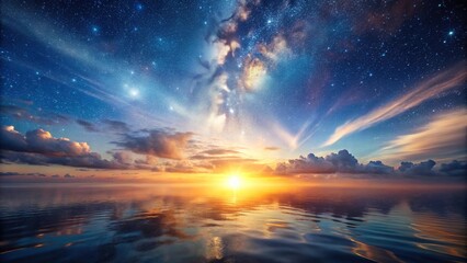 Ethereal horizon with heavenly glow inspires sense of adventure