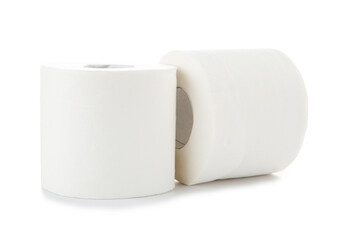 Rolls of toilet paper isolated on white background