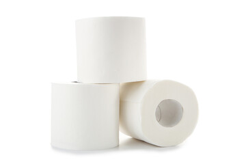 Rolls of toilet paper isolated on white background