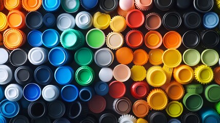 Colorful Bottle Caps in Abstract Arrangement