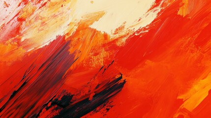 Abstract Red, Orange, and Black Acrylic Painting
