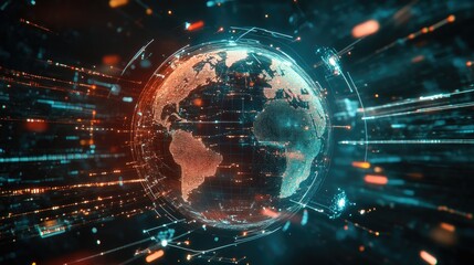 Obraz premium Global network background, Communication technology for internet business. Global world network and telecommunication on earth cryptocurrency