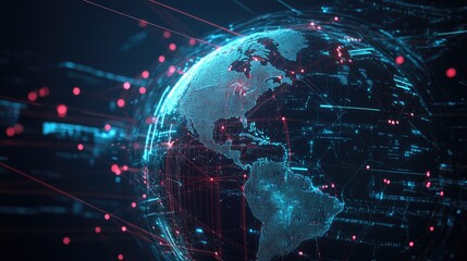 Global network background, Communication technology for internet business. Global world network and telecommunication on earth cryptocurrency