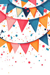 Fototapeta premium Colorful party decorations with balloons, confetti, and banners for a festive celebration