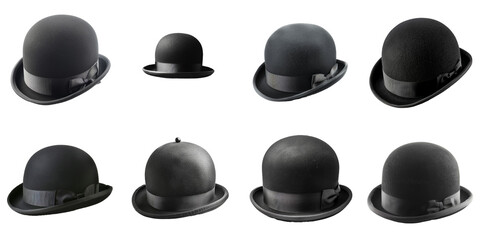 black bowler hat collection transparent png