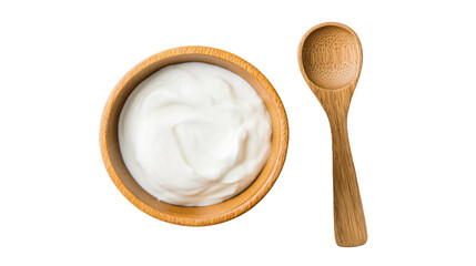 Creamy Yogurt in a Wooden Bowl Perfect for Healthy Snacks and Breakfast