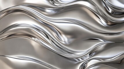 Abstract Silver Wavy Surface with Reflective Texture
