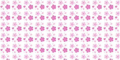 Seamless Floral Pattern with Pink Blossom Petals on Transparent Background, Delicate Flower Petals, Design for Fabric, Wallpaper, and Stationery