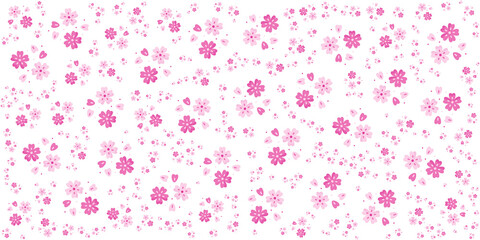 Seamless Floral Pattern with Pink Blossom Petals on Transparent Background, Delicate Flower Petals, Design for Fabric, Wallpaper, and Stationery