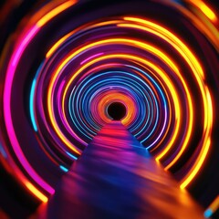neon labyrinth going into the distance 3 D