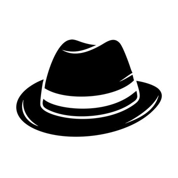 recommend clip art: Classic fedora hat with a ribbon on a white background, fashion accessory design
                    