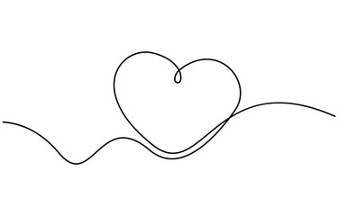 Fototapeta premium Continuous line drawing of heart love