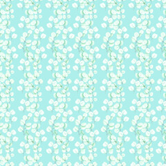 watercolor hand draw green pastel eucalyptus seamless pattern. illustration for design, wrapping paper, fabric, textile.