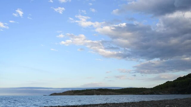 sunset timelapse at garbet beach cove in colera costa brava catalunya spain