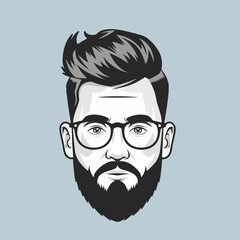 vector illustration of a bearded man
