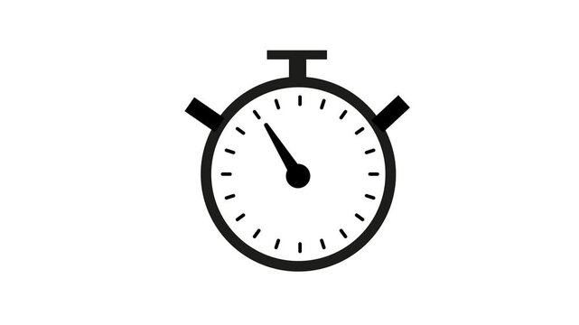 Stopwatch animation icon  moving arrow on white background. Animation of stopwatch. Stopwatch icon. 