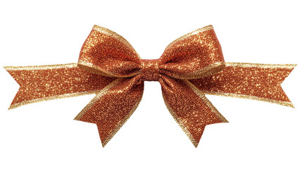 Sparkling gold and orange ribbon bow for decorating gifts and crafts during festive occasions