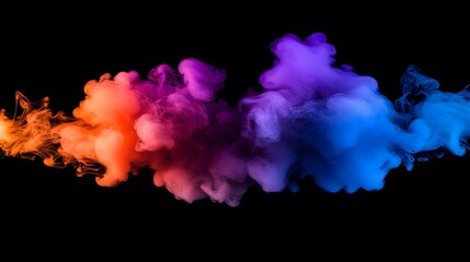 Fototapeta premium A vibrant explosion of colors and shapes, resembling an ink wash swirling in water against a black background