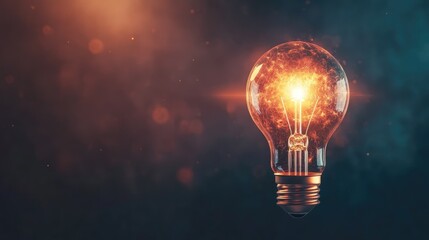 Lightbulb with a glowing, abstract aura and a clean, wide space for text