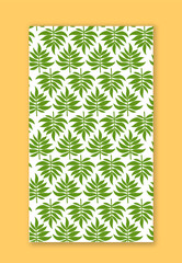 Obraz premium Summer leaves seamless pattern. Repeating design element for printing on fabric. Tropical and exotic foliages. Jungle and rainforest. Wallpaper and texture. Flat vector illustration