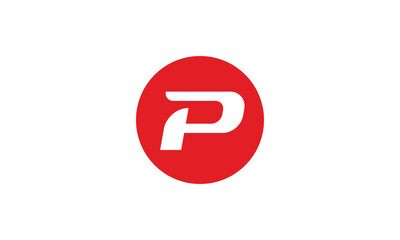 Letter P Logo in Red Circle - Concept of Dynamic Sport and Speed