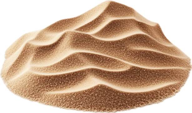 Beige sand laid out in the form of a wavy hill, PNG.