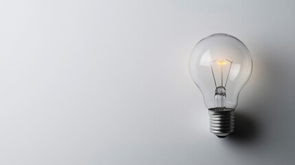 Lightbulb with an abstract idea concept, floating against a clean white background, ample space for text